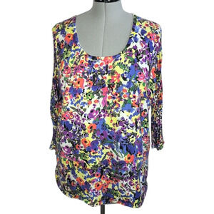 Cable & Gauge multicolor cotton/nylon knit top, women's size 1X